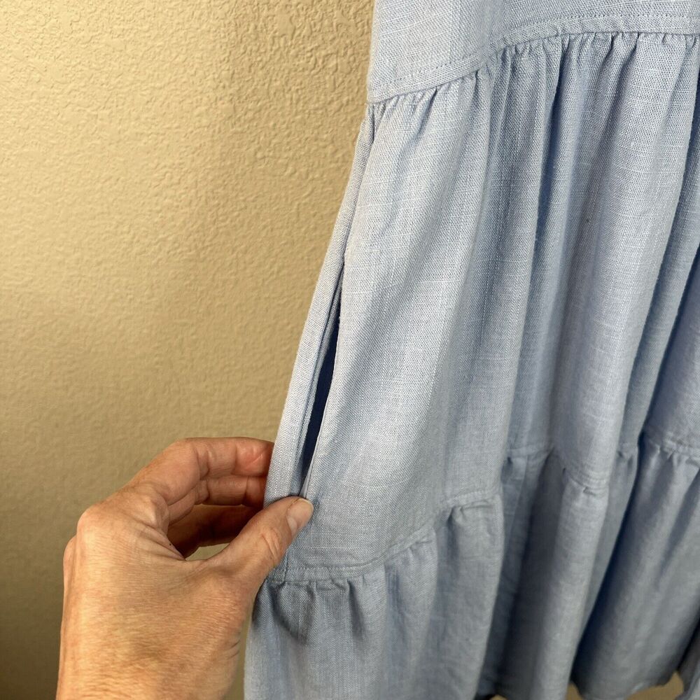 New In Women’s Light Blue Mini Tiered Ruffle Classic Coastal Small Sleeveless - Picture 4 of 16